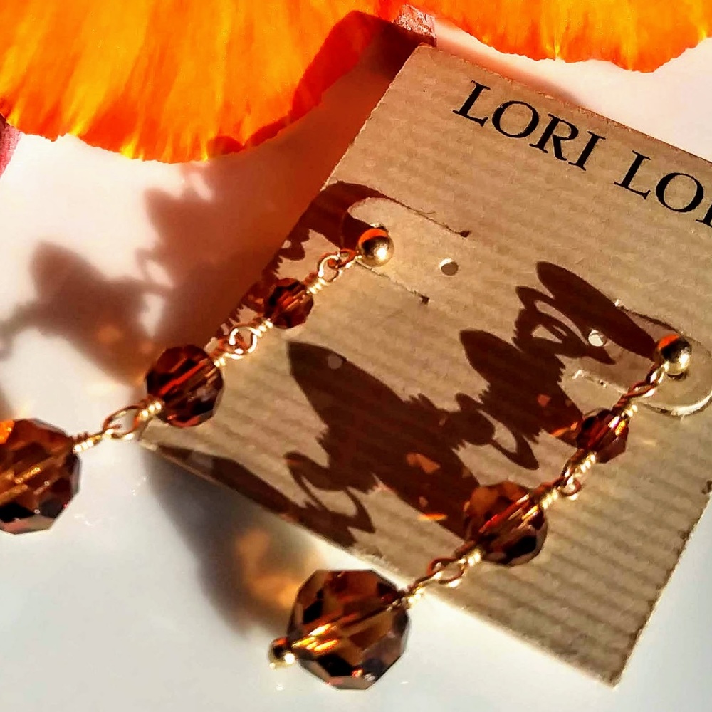 Lori Lori Smoked Topaz Swarovski crystal earrings